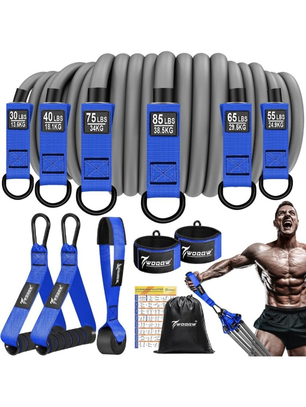Heavy Resistance Bands Set for Strength Training, 350lbs/450lbs, Home Gym